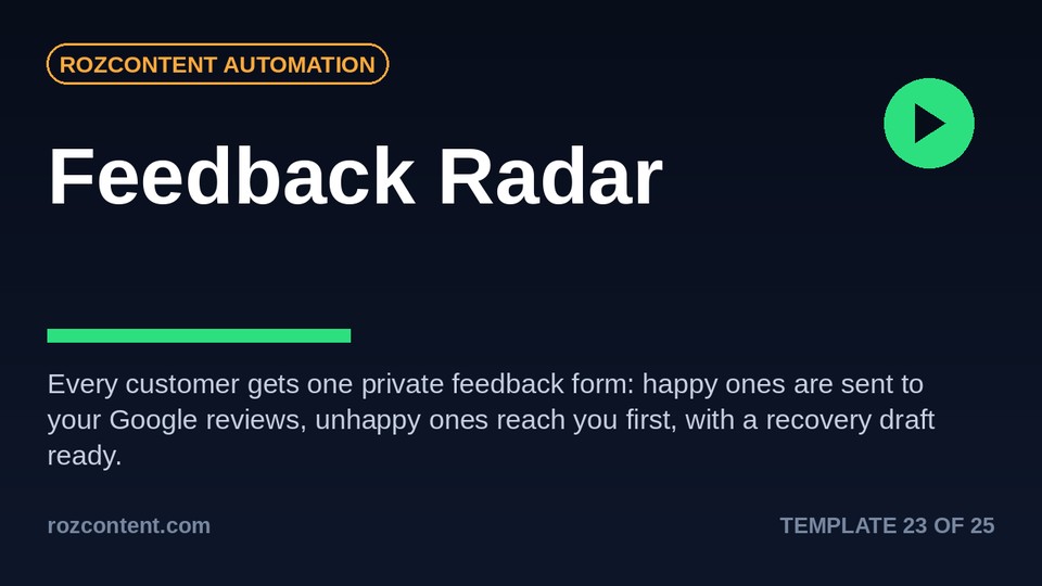 Feedback Radar — ready-made automation