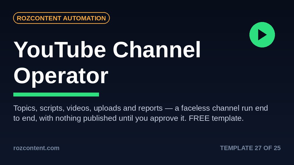 YouTube Channel Operator — ready-made automation
